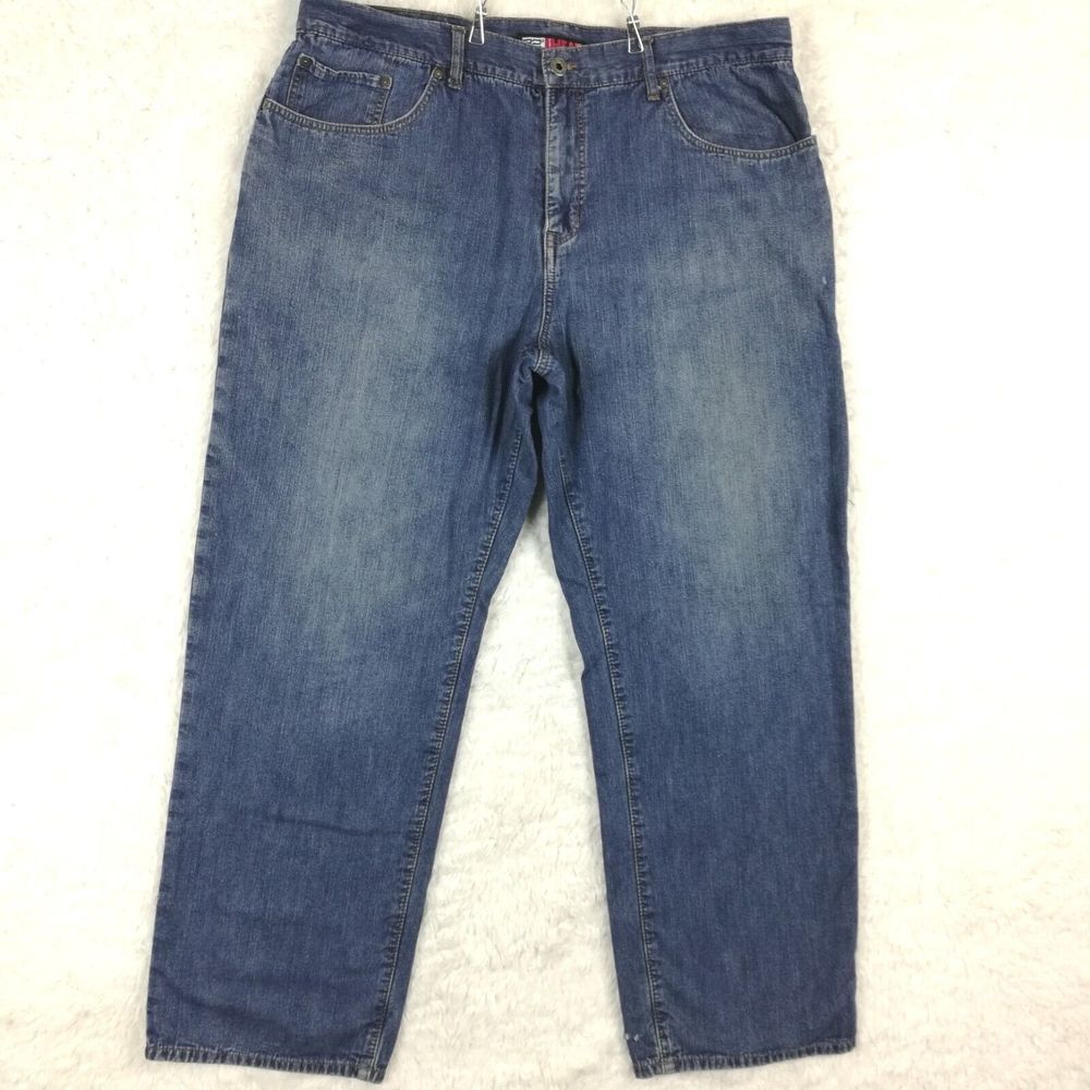 32 Degree Mens Jeans Heat Flannel Lined Straight‎ Leg Denim Blue Med Wash 40x32